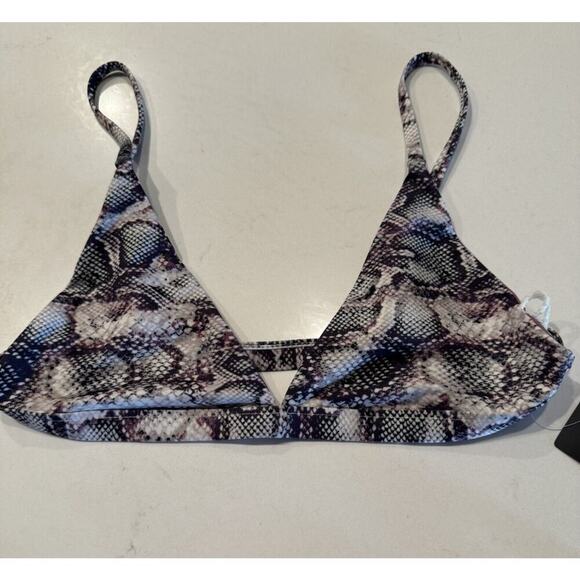 Nasty Gal US6 Snake A Difference Triangle Bikini Set Top Bottom Print Sexy - Picture 5 of 9